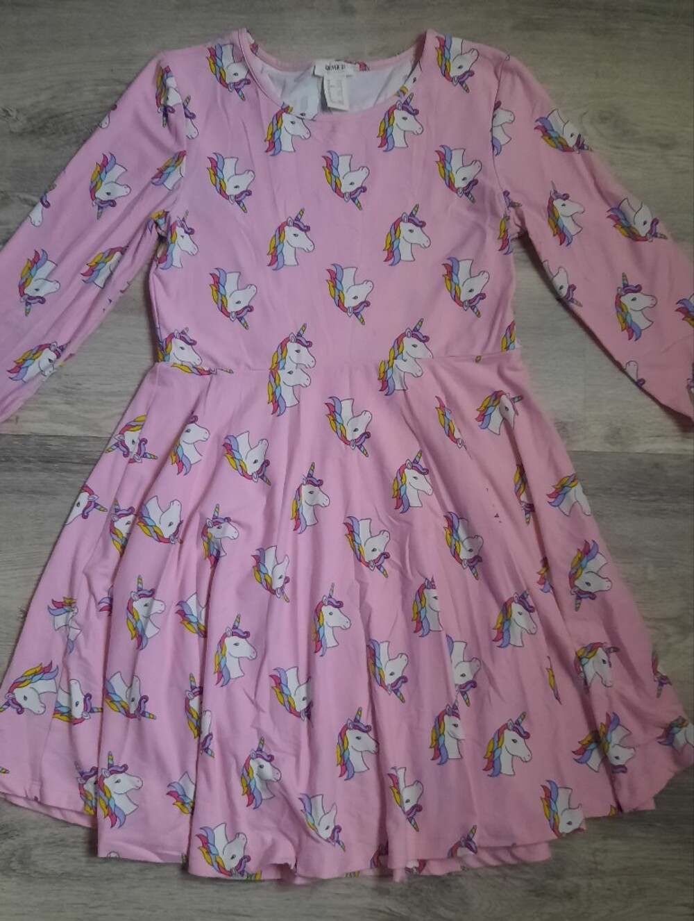 Forever 21 Girls' Pink Unicorn Long-Sleeve Dress